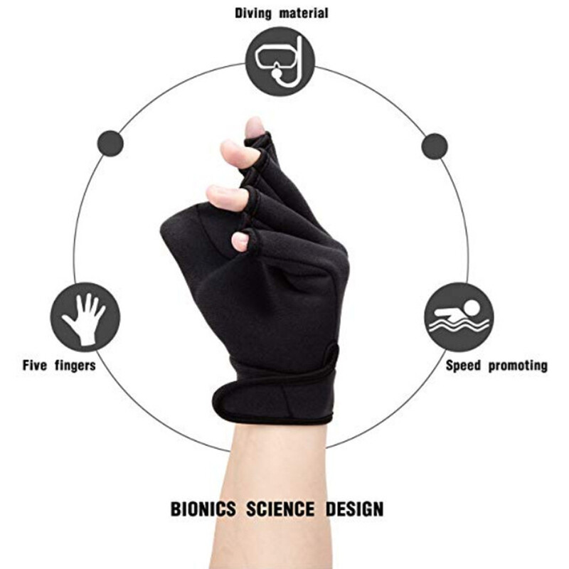Neoprenske ronilačke rukavice Elastična polovica prstiju za plivanje Prsti s rebrastim veslom Prozračna Lagana višekratna oprema za vježbanje koja se može prati