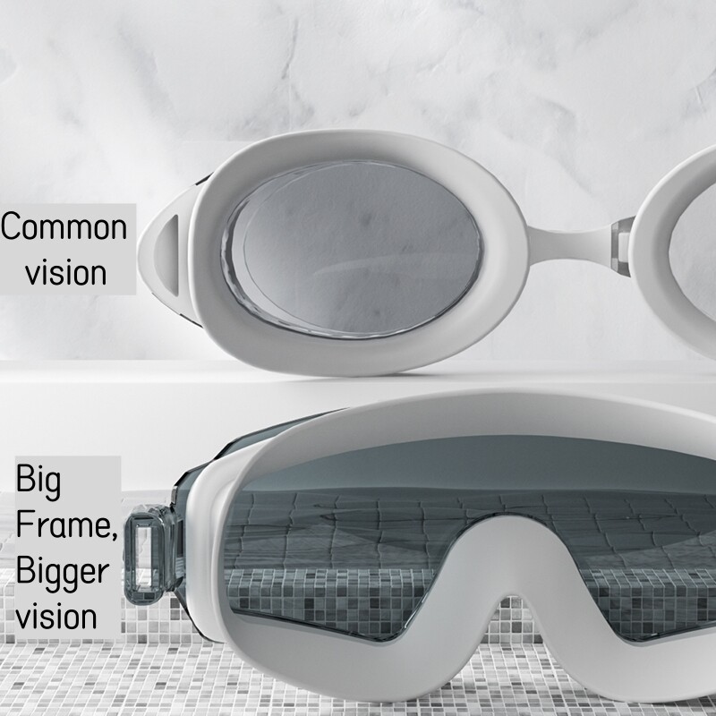 Nové štýlové plavecké okuliare s veľkým rámom, UV ochrana, vodeodolné, HD videnie, plavecké okuliare pre dospelých pre mužov a ženy