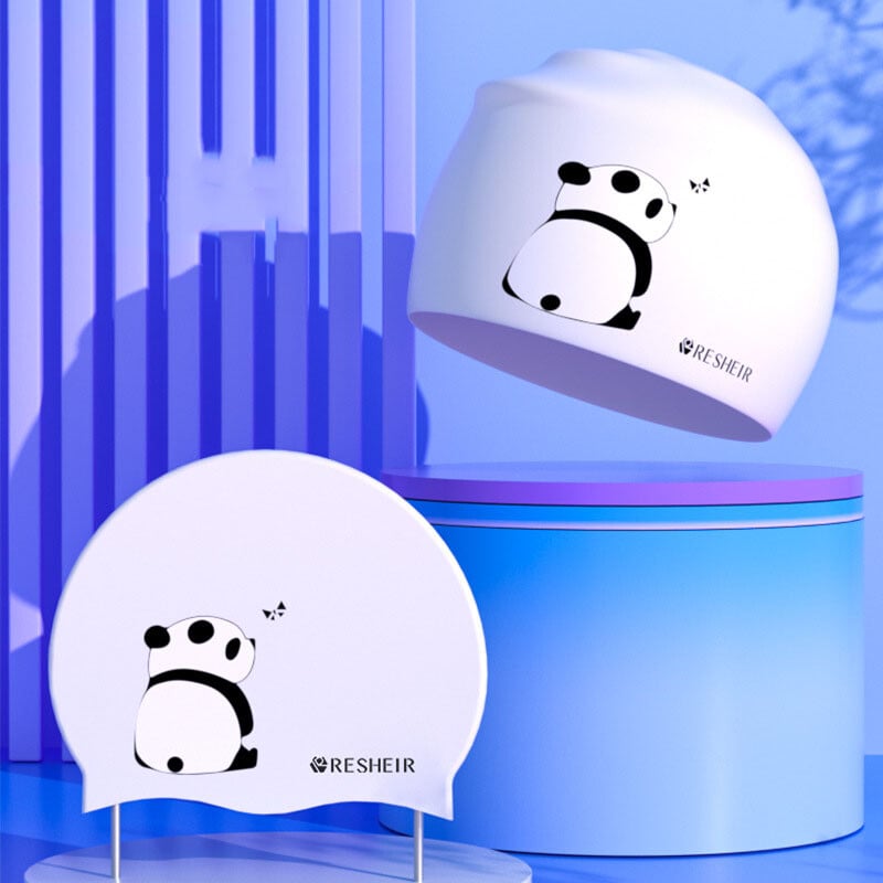 Kapa za plivanje vodootporna, ne guši glavu, zaštita za uši, silikonska velika slatka dječja kapa za plivanje s printom pande