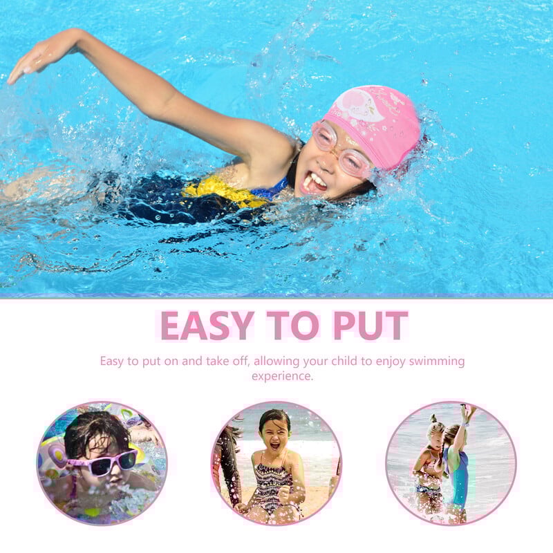 Kape za plivanje od 3 komada, dječje kape, poliesterske kape, udobne elastične dječje potrepštine, crtić