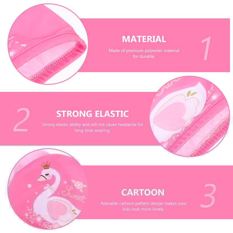 Kape za plivanje od 3 komada, dječje kape, poliesterske kape, udobne elastične dječje potrepštine, crtić