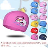 Cască de înot pentru copii cu imprimare cu delfini din desene animate Pu Protecție urechi impermeabilă pentru băieți și fete, nu prea strâns