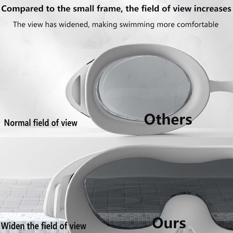 Nové módne plavecké okuliare s veľkým rámom, vodotesné, HD View, proti zahmlievaniu, plavecké okuliare pre dospelých pre mužov a ženy