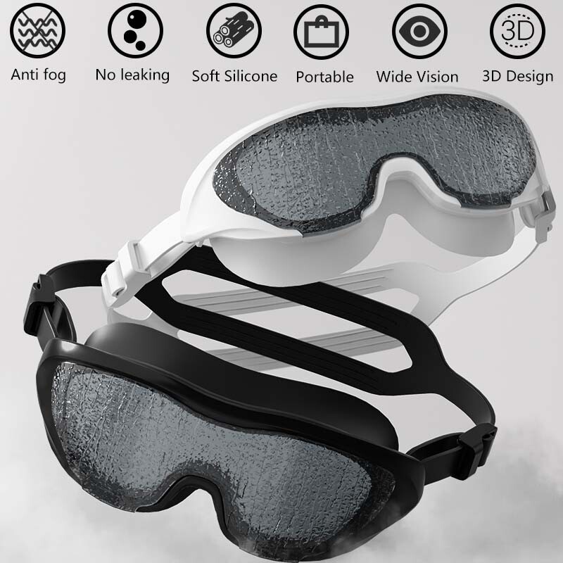 Nové módne plavecké okuliare s veľkým rámom, vodotesné, HD View, proti zahmlievaniu, plavecké okuliare pre dospelých pre mužov a ženy