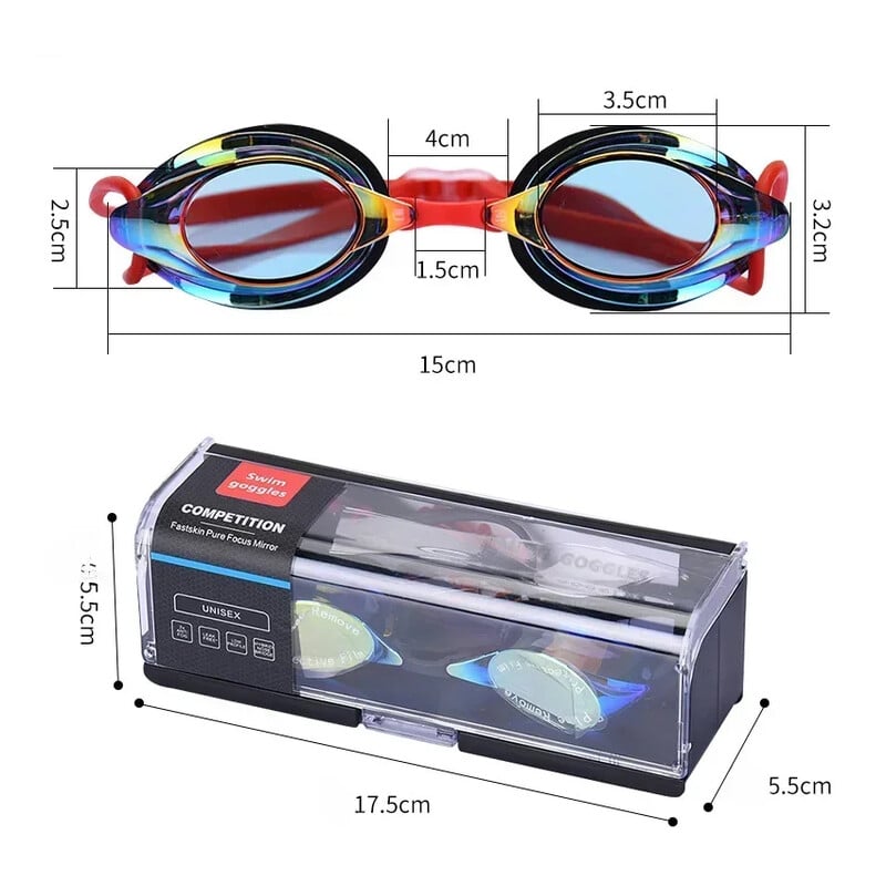 Naočale za plivanje Race Šarene vodootporne optičke naočale protiv zamagljivanja Natjecateljska maska za plivanje sa zamjenjivim okvirima nosnog mosta