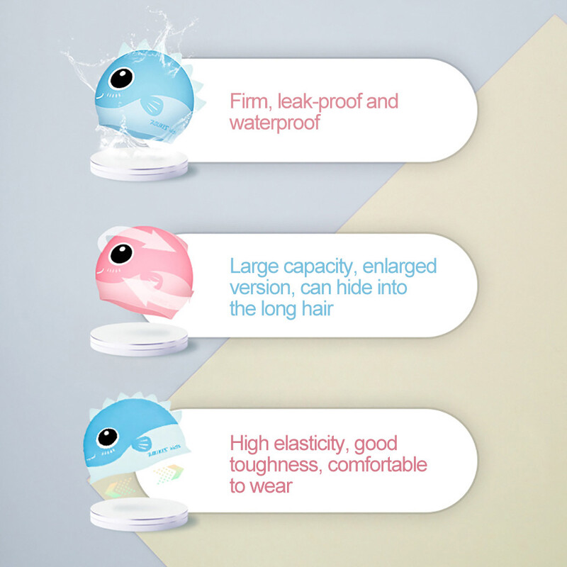 AOLIKES Cască de înot nouă pentru piscină, drăguț de desene animate pentru copii, impermeabilă, protejează urechile, părul lung, băiat, fată, sport, pălărie de înot