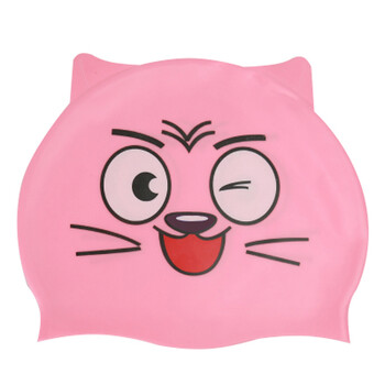 Cute Children Cartoon Swimming Cap Silicon Child Diving Αδιάβροχο κολυμβητικό σκουφάκι Kawaii Cat Bathing Cap for Kids Ear Protection