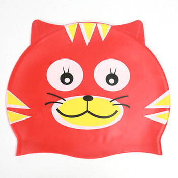 Cute Children Cartoon Swimming Cap Silicon Child Diving Αδιάβροχο κολυμβητικό σκουφάκι Kawaii Cat Bathing Cap for Kids Ear Protection