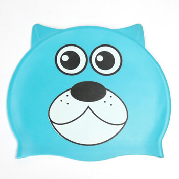 Cute Children Cartoon Swimming Cap Silicon Child Diving Αδιάβροχο κολυμβητικό σκουφάκι Kawaii Cat Bathing Cap for Kids Ear Protection