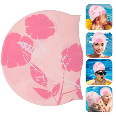 Ženska kapa za plivanje s otisnutim silikonskim praktičnim ispisom vodootporna ružičasta dječja i