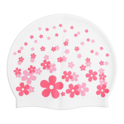 Plavecká čiapka s motívom kvetov, kreslená postavička, pre deti, vodotesná silikónová