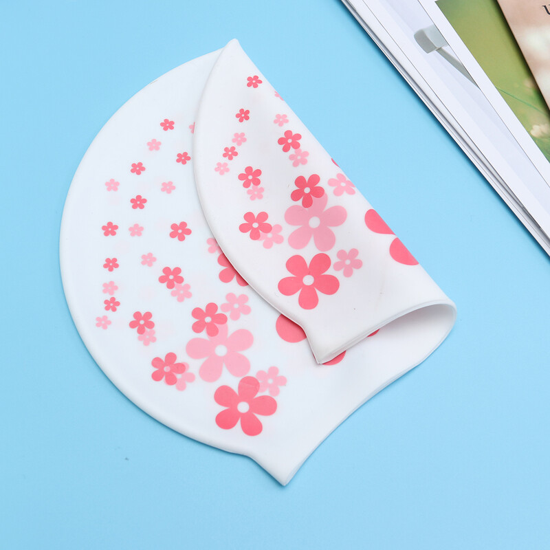 Plavecká čiapka s motívom kvetov, kreslená postavička, pre deti, vodotesná silikónová