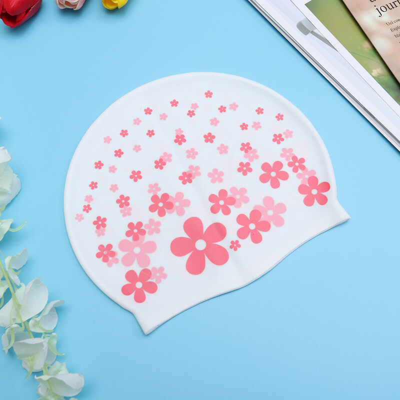 Plavecká čiapka s motívom kvetov, kreslená postavička, pre deti, vodotesná silikónová