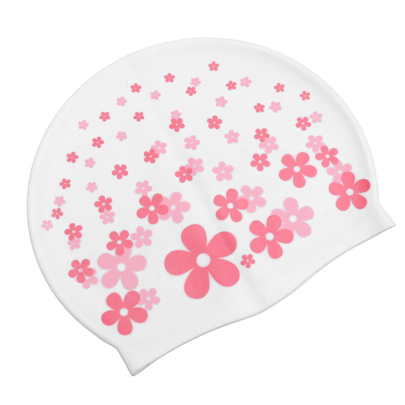 Plavecká čiapka s motívom kvetov, kreslená postavička, pre deti, vodotesná silikónová