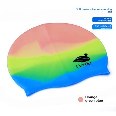 Vodootporna silikonska kapa za plivanje za odrasle i djecu, duga kosa, zaštita za uši, neklizajuća jednobojna, izravna tvornička O