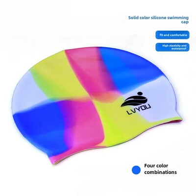 Vodootporna silikonska kapa za plivanje za odrasle i djecu, duga kosa, zaštita za uši, neklizajuća jednobojna, izravna tvornička O