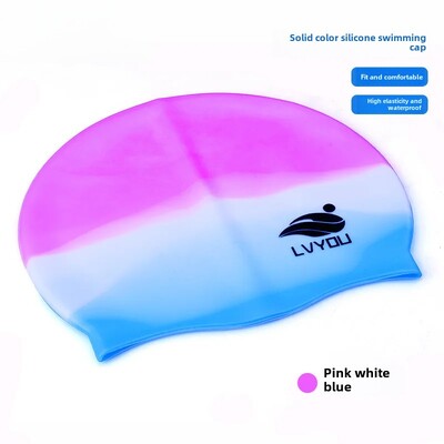 Vodootporna silikonska kapa za plivanje za odrasle i djecu, duga kosa, zaštita za uši, neklizajuća jednobojna, izravna tvornička O