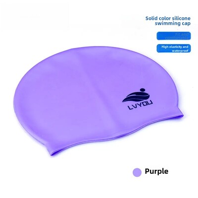 Vodootporna silikonska kapa za plivanje za odrasle i djecu, duga kosa, zaštita za uši, neklizajuća jednobojna, izravna tvornička O