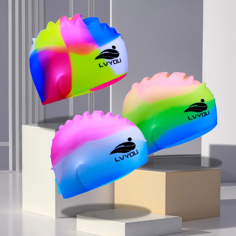 Vodootporna silikonska kapa za plivanje za odrasle i djecu, duga kosa, zaštita za uši, neklizajuća jednobojna, izravna tvornička O