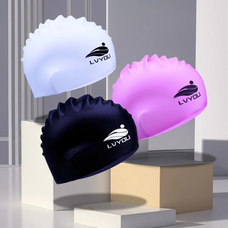 Vodootporna silikonska kapa za plivanje za odrasle i djecu, duga kosa, zaštita za uši, neklizajuća jednobojna, izravna tvornička O