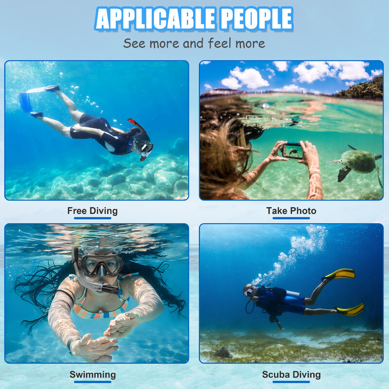 Маска за гмуркане с шнорхел, комплект маски за гмуркане за мъже и жени, маска за плуване с голяма рамка, водоустойчиви очила за плуване, силиконови очила за гмуркане