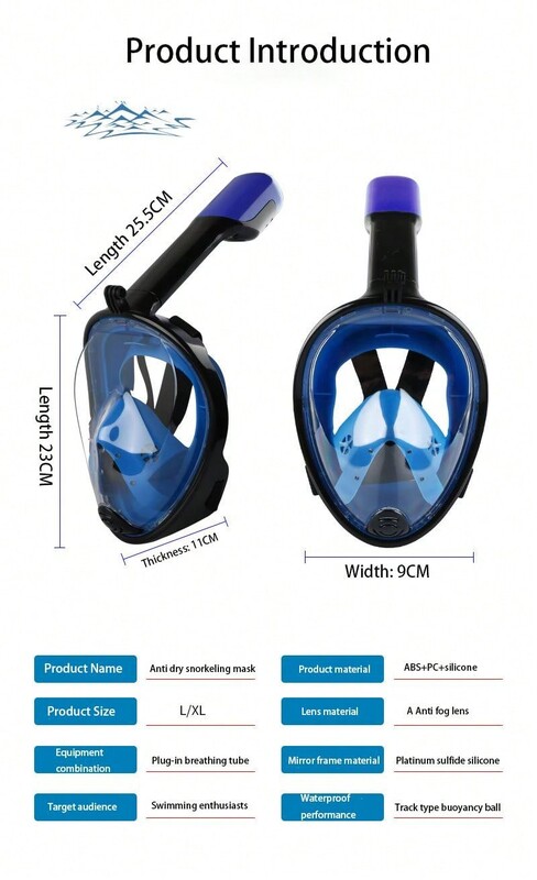 Celotvárová šnorchlová maska s odnímateľným držiakom na kameru, šnorchlovacie, potápačské a masky so širokým uhlom pohľadu, proti zahmlievaniu a úniku pre dospelých