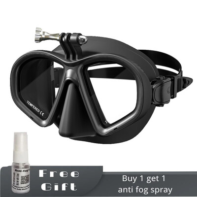 Potápačská maska s nízkym objemom a tvrdenými okuliarmi, maska na krátkozrakosť, potápačské vybavenie pre harpúny, s držiakom GoPro, proti zahmlievaniu pre úzku tvár
