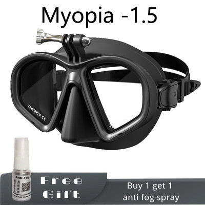 Potápačská maska s nízkym objemom a tvrdenými okuliarmi, maska na krátkozrakosť, potápačské vybavenie pre harpúny, s držiakom GoPro, proti zahmlievaniu pre úzku tvár