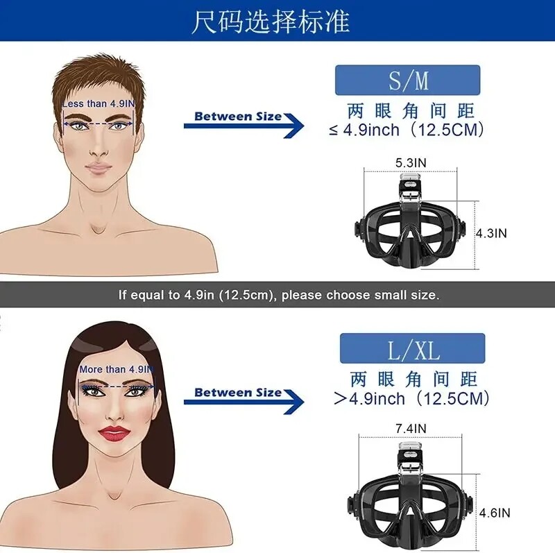 Potápačské masky Skladacia sada šnorchlovacích masiek proti zahmlievaniu s plne suchým vrchným systémom pre voľné plávanie Profesionálne šnorchlovacie vybavenie Dospelí Deti