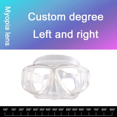 -1,5 do -8,5 Silikonske HD prozirne ronilačke naočale protiv zamagljivanja za odrasle s kratkovidnošću prilagođene za lijevo desno oko različitih stupnjeva