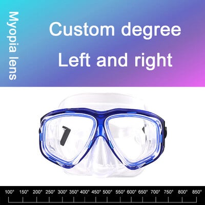 -1,5 do -8,5 Silikonske HD prozirne ronilačke naočale protiv zamagljivanja za odrasle s kratkovidnošću prilagođene za lijevo desno oko različitih stupnjeva