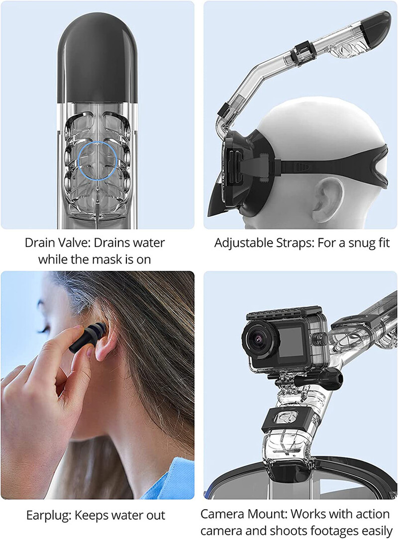 Potápačské masky Skladacia sada šnorchlovacích masiek proti zahmlievaniu s plne suchým vrchným systémom pre voľné plávanie Profesionálne šnorchlovacie vybavenie Dospelí Deti