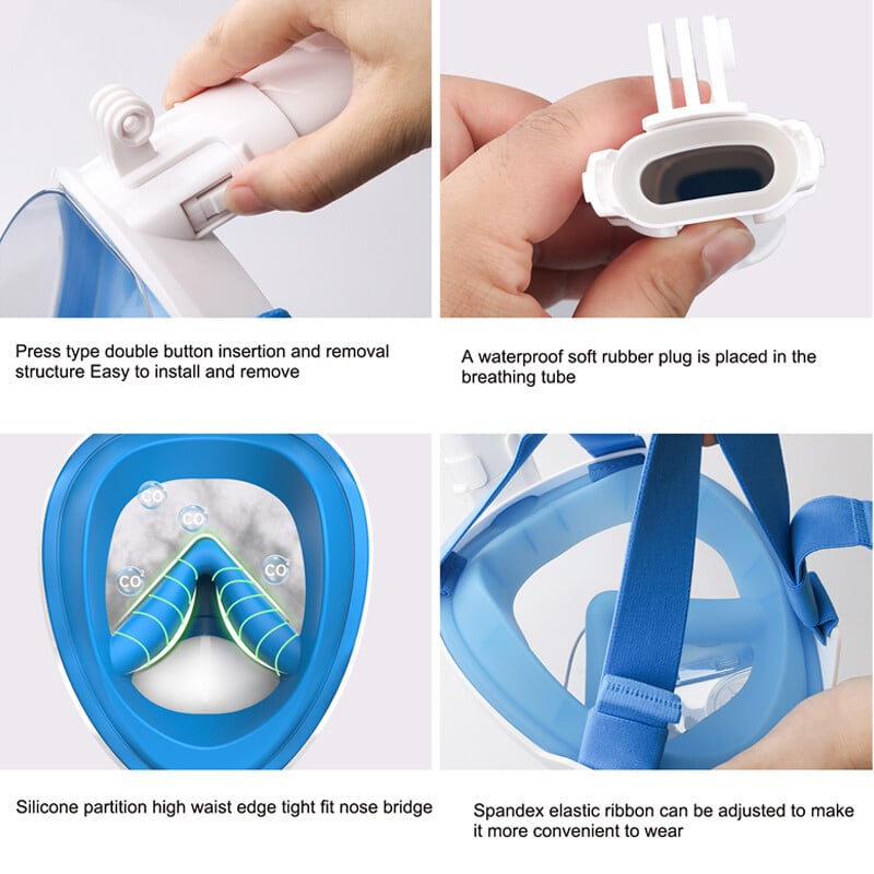 Ronilačka maska za plivanje za odrasle Odvojiva maska za ronjenje s punim licem protiv zamagljivanja Ronilačka maska za ronjenje sa širokim pogledom Maska protiv curenja Sigurno disanje