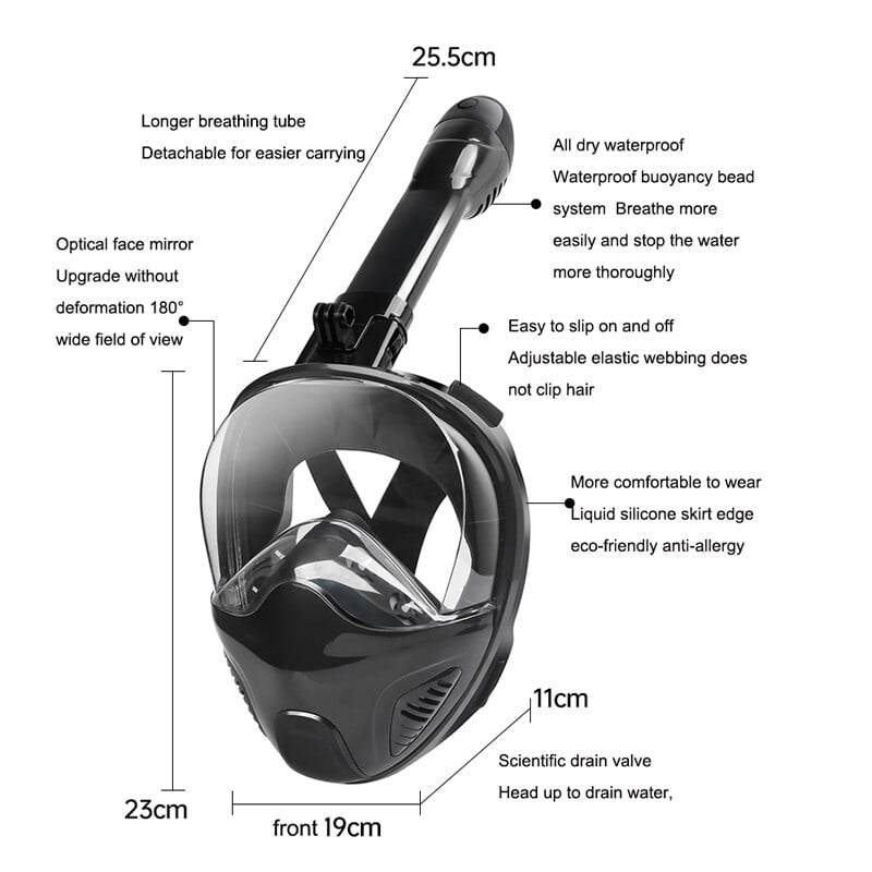 Ronilačka maska za plivanje za odrasle Odvojiva maska za ronjenje s punim licem protiv zamagljivanja Ronilačka maska za ronjenje sa širokim pogledom Maska protiv curenja Sigurno disanje