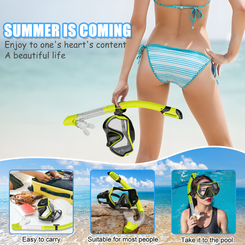 Maska za ronjenje Naočale za plivanje Silikonska suknja Kaljeno staklo Len Wide View Trening s poklopcem za nos Podesivi remen