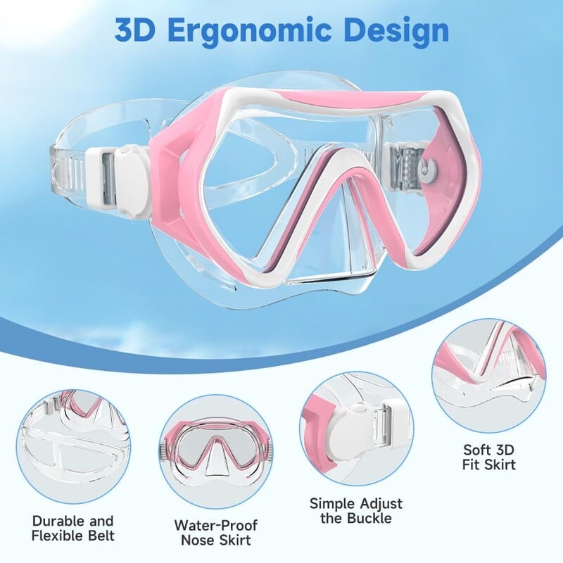 Findway ronilačke naočale za odrasle, maska za ronjenje s podesivim silikonskim remenom i HD kaljenim staklom protiv curenja za plivanje