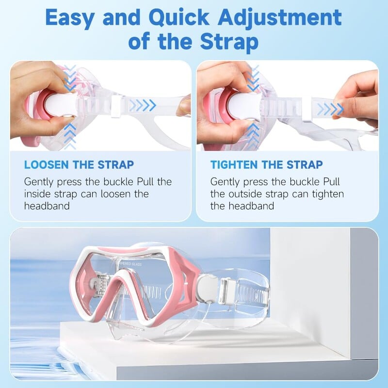 Findway ronilačke naočale za odrasle, maska za ronjenje s podesivim silikonskim remenom i HD kaljenim staklom protiv curenja za plivanje