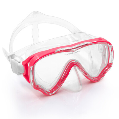Potápačská maska, plavecké okuliare, šnorchel, silikónová sukňa, tvrdené sklo, panoramatické HD, proti zahmlievaniu s krytom nosa pre deti vo veku 8-12 rokov