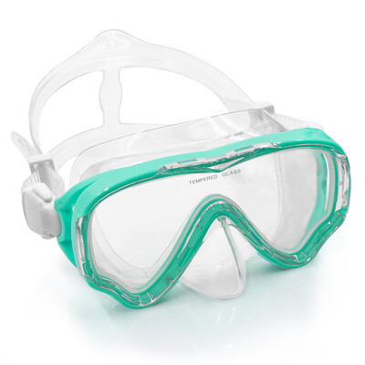 Potápačská maska, plavecké okuliare, šnorchel, silikónová sukňa, tvrdené sklo, panoramatické HD, proti zahmlievaniu s krytom nosa pre deti vo veku 8-12 rokov