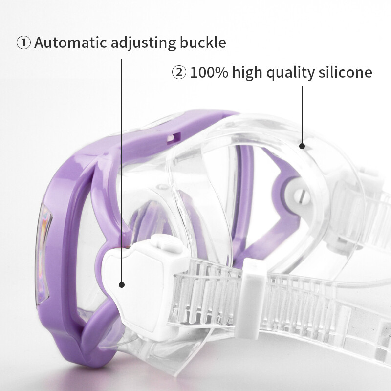 Potápačská maska, plavecké okuliare, šnorchel, silikónová sukňa, tvrdené sklo, panoramatické HD, proti zahmlievaniu s krytom nosa pre deti vo veku 8-12 rokov