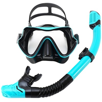 Niršanas maskas snorkelēšanas komplekts pieaugušajiem, rūdīta stikla akvalangs Profesionāls panorāmas snorkelēšanas aprīkojuma peldēšanas apmācības snorkelēšanas komplekts
