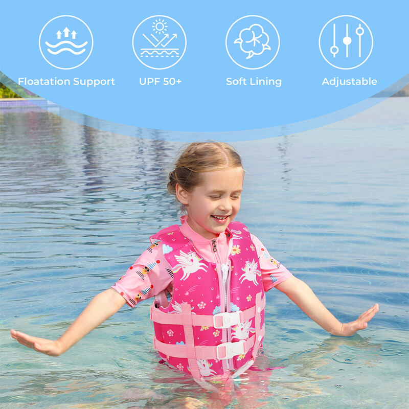 Väikelaste ujuvjope, laste ujumisvest, ujumisabi poistele ja tüdrukutele, ujumiskostüüm koos reguleeritava turvarihmaga lapsele