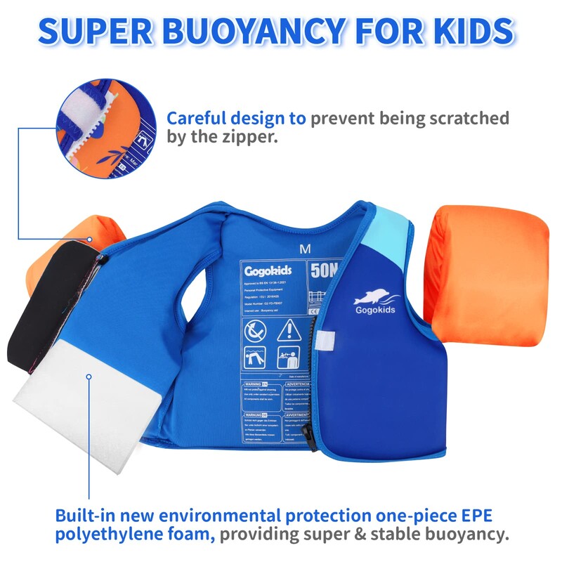 Väikelaste ujumisvestid tüdrukutele ja poistele Basseinis ujuvad jakid käte vesitiibadega 2–6-aastastele lastele