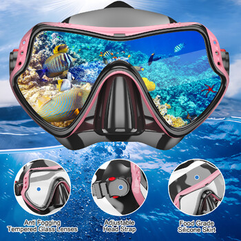 Scuba Snorkel Diving Mask Γυαλιά κολύμβησης Εξοπλισμός θαλάσσιων σπορ κολύμβησης Αξεσουάρ πισίνας ελεύθερης κατάδυσης για ενήλικες