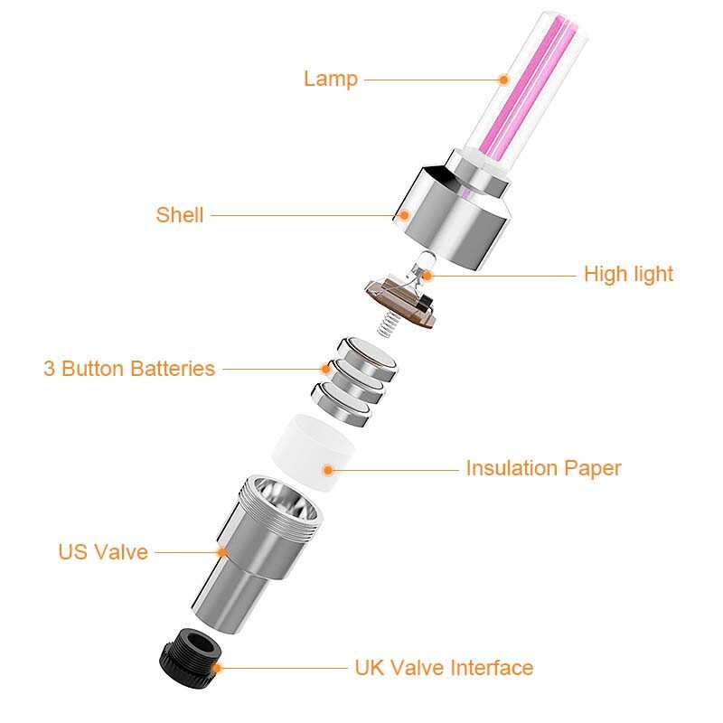2Pcs Neonska svjetla za žbice za bicikle LED svjetla za bicikle Kapica ventila za gume Svjetiljka Žbica za kotače Lagani automobil Dodaci za motocikle