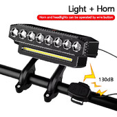 8 LED-uri pentru biciclete, 4000 mAh, lampă frontală, baterie încorporată, far pentru bicicletă, cu claxon, reîncărcabilă MTB, pentru ciclism pe drum, clopote pentru lanternă