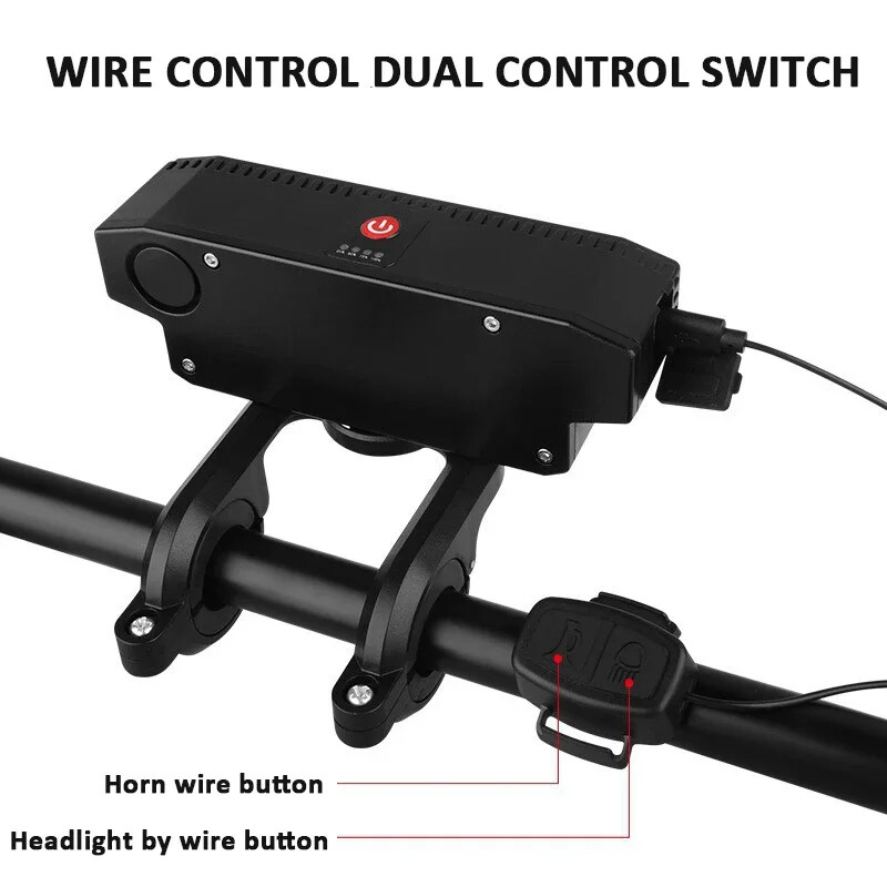 8 LED-uri pentru biciclete, 4000 mAh, lampă frontală, baterie încorporată, far pentru bicicletă, cu claxon, reîncărcabilă MTB, pentru ciclism pe drum, clopote pentru lanternă
