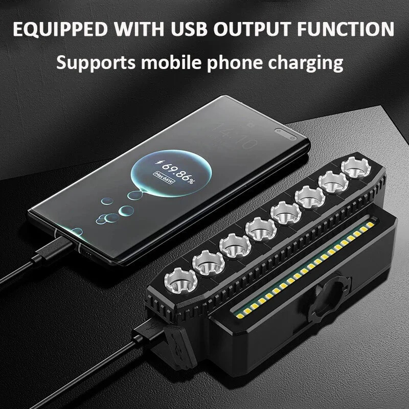 8 LED-uri pentru biciclete, 4000 mAh, lampă frontală, baterie încorporată, far pentru bicicletă, cu claxon, reîncărcabilă MTB, pentru ciclism pe drum, clopote pentru lanternă