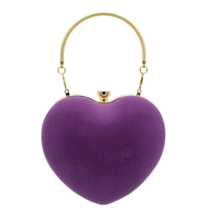 Producător transfrontalier nou geantă de mână din catifea geantă de dragoste geantă de cină geantă de banchet din piersici geantă de seară în formă de inimă