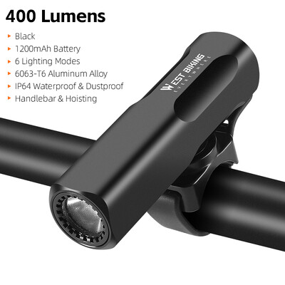 WEST BIKING Prednja svjetla za bicikle 400/800/1000 lumena Prednja svjetla za bicikle Svjetiljka Vodootporna MTB svjetiljka za cestovni biciklizam Dodaci